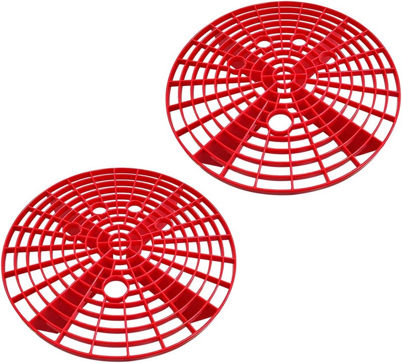 MUQIDA 2 PCS Car Wash Bucket Insert, Plastic Wash Bucket Insert Removes Dirt Debris for Car Detailing Cleaning, Auto Detail Grit Trap Fits 12 Inch Diameter or 3-5 Gallon Bucket (Red) - Image 1